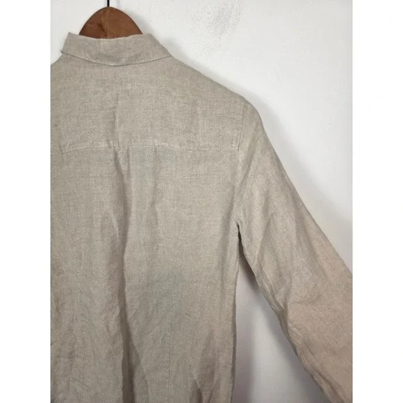 J.Crew Perfect Shirt Womens 2 Beige 100% Linen Long Sleeve Button Down 42841 - Picture 5 of 7